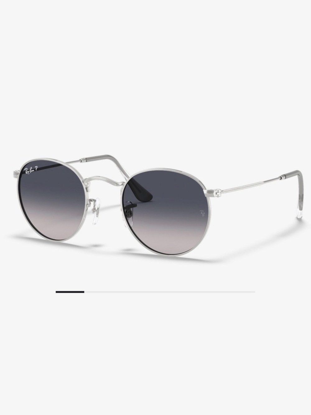 Ray-Ban Polarized Silver Round Metal Sunglasses with Gradient Gray Lenses